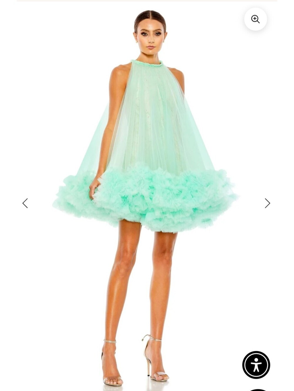 NWT Mac Duggal Mint Green Tulle Cape Princess Mac Duggal 67954 Dress $598